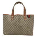 GUCCI GG Supreme Tote Bag PVC Beige Gold 211134 Auth 129338-13