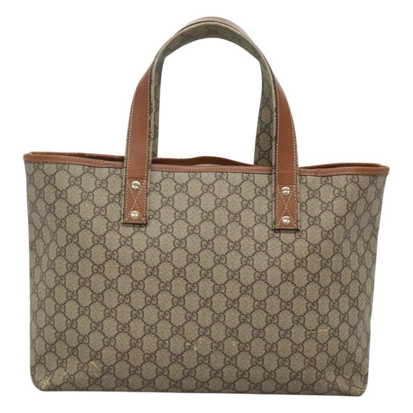 GUCCI GG Supreme Tote Bag PVC Beige Gold 211134 Auth 129338