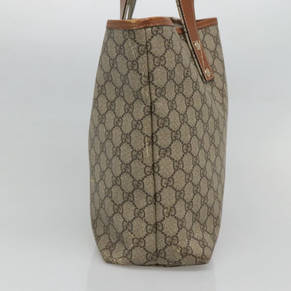 GUCCI GG Supreme Tote Bag PVC Beige Gold 211134 Auth 129338