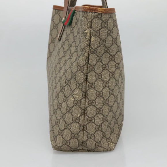 GUCCI GG Supreme Tote Bag PVC Beige Gold 211134 Auth 129338