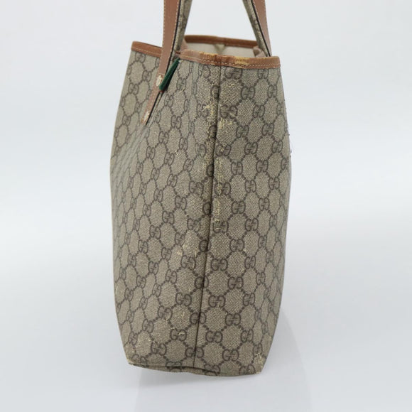 GUCCI GG Supreme Tragetasche PVC Beige Gold 211134 Auth 129338