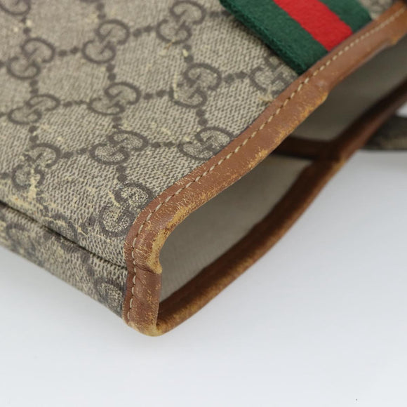 GUCCI GG Supreme Tragetasche PVC Beige Gold 211134 Auth 129338