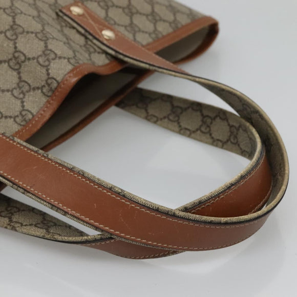 GUCCI GG Supreme Tote Bag PVC Beige Gold 211134 Auth 129338