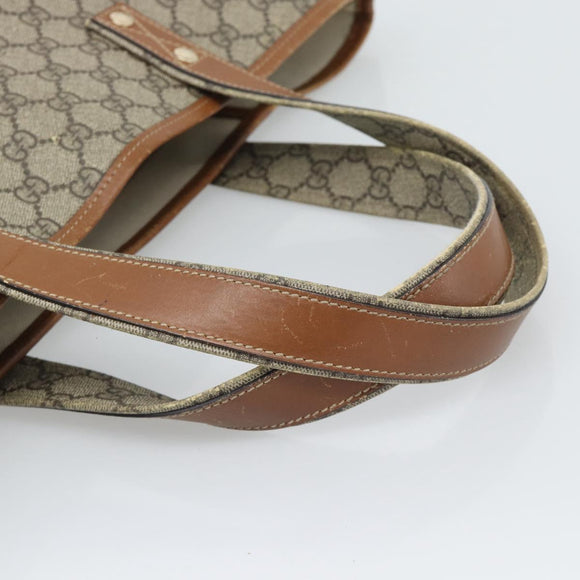 GUCCI GG Supreme Tragetasche PVC Beige Gold 211134 Auth 129338