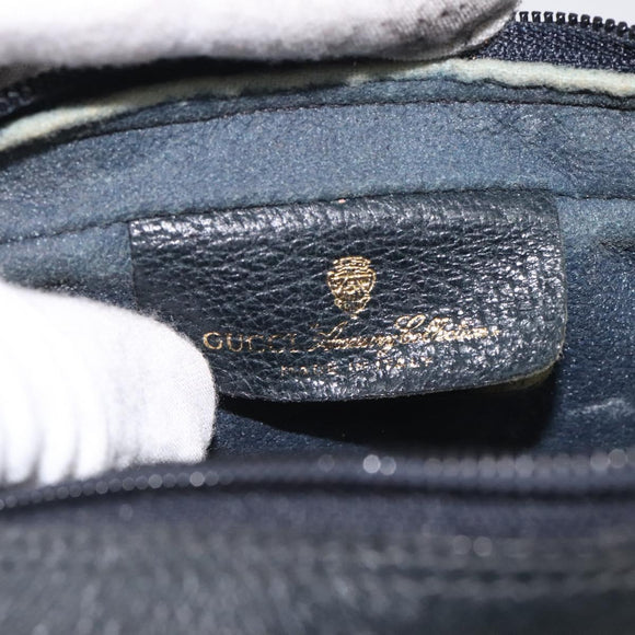 GUCCI GG Supreme Sherry Line Clutch Bag PVC Navy Gold Red 56 01 012 Auth 129340