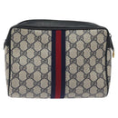 GUCCI GG Supreme Sherry Line Clutch Bag PVC Navy Gold Red 56 01 012 Auth 129340-3