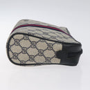 GUCCI GG Supreme Sherry Line Clutch Bag PVC Navy Gold Red 56 01 012 Auth 129340-4