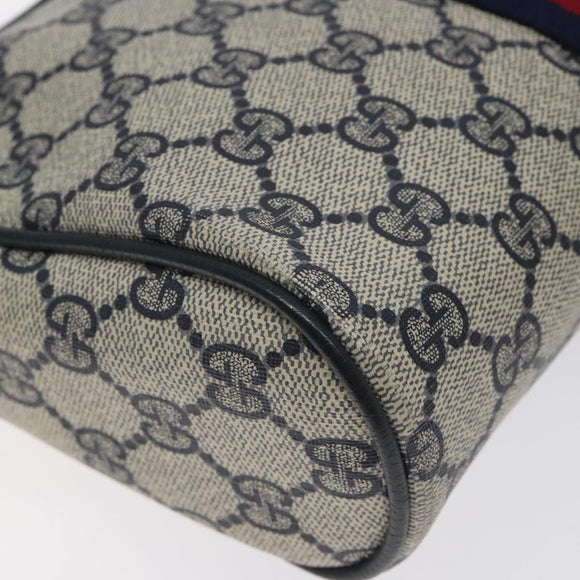 GUCCI GG Supreme Sherry Line Clutch Bag PVC Navy Gold Red 56 01 012 Auth 129340