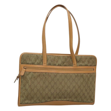 GUCCI GG Canvas Shoulder Bag Beige Gold Auth 129343