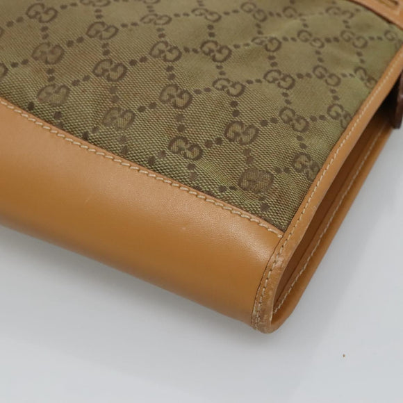 GUCCI GG Canvas Shoulder Bag Beige Gold Auth 129343