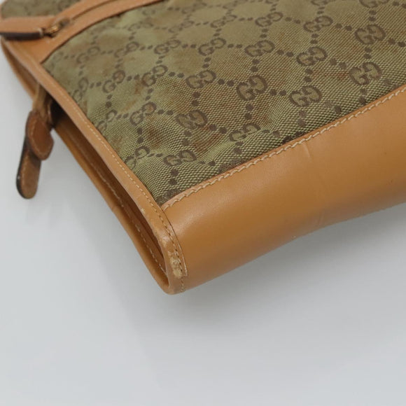 GUCCI GG Canvas Shoulder Bag Beige Gold Auth 129343