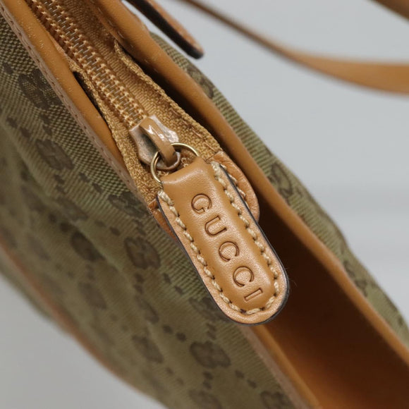 GUCCI GG Canvas Shoulder Bag Beige Gold Auth 129343
