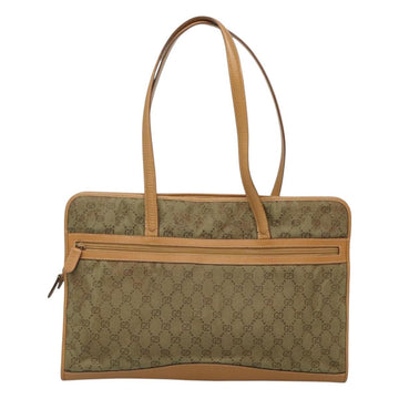 GUCCI GG Canvas Shoulder Bag Beige Gold Auth 129343 - 0