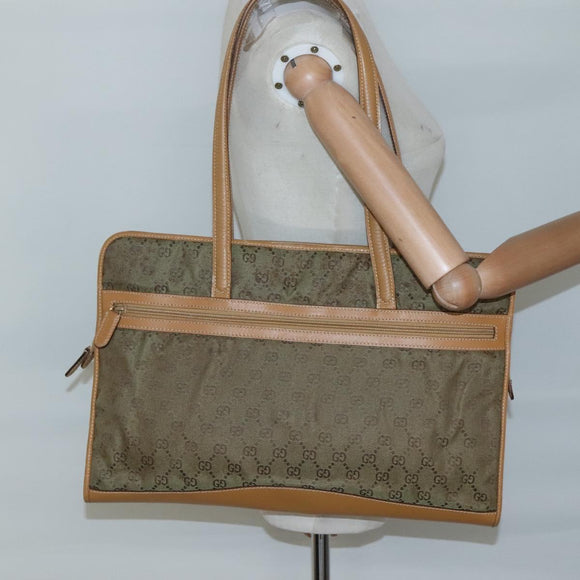 GUCCI GG Canvas Shoulder Bag Beige Gold Auth 129343