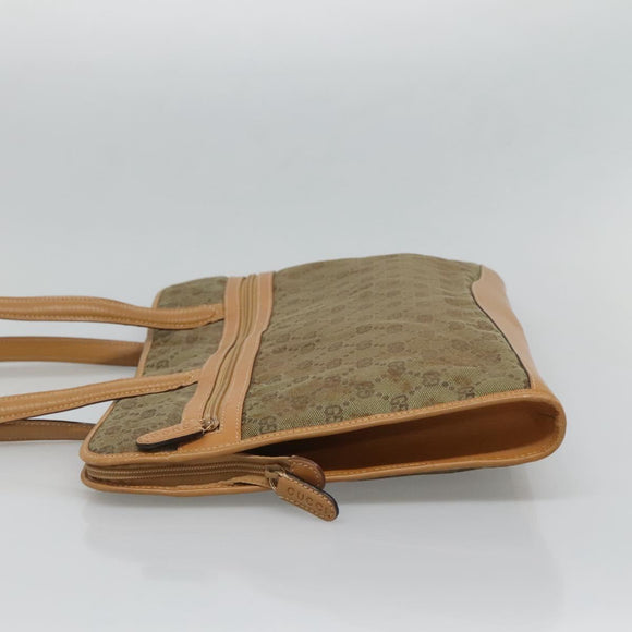 GUCCI GG Canvas Shoulder Bag Beige Gold Auth 129343