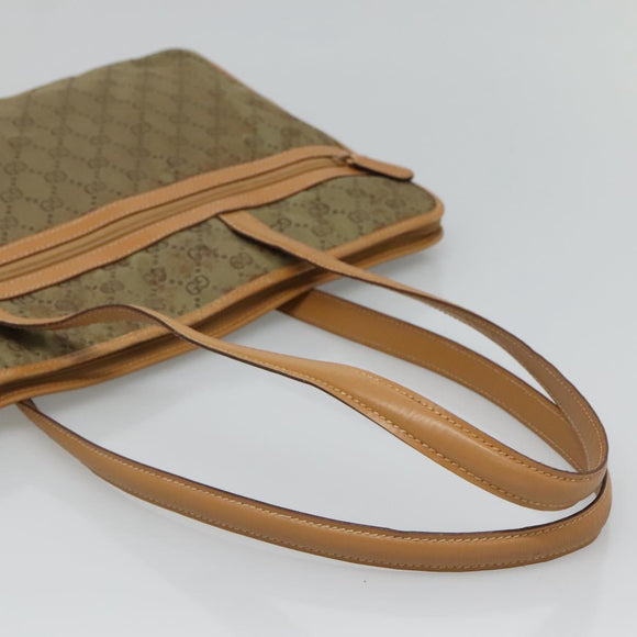 GUCCI GG Canvas Shoulder Bag Beige Gold Auth 129343
