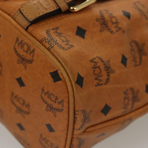 MCM Logogram Vicetos Tote Bag PVC Leather 2way Brown Gold Auth 129344