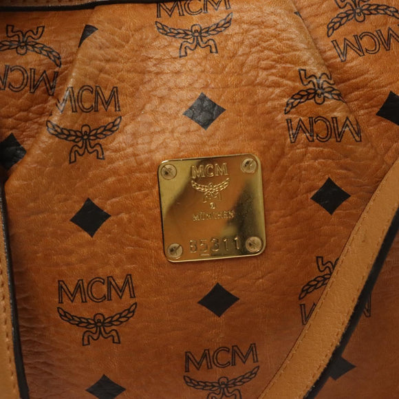 MCM Logogram Vicetos Tote Bag PVC Leather 2way Brown Gold Auth 129344