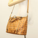 MCM Logogram Vicetos Tote Bag PVC Leather 2way Brown Gold Auth 129344-23