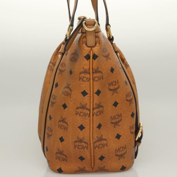 MCM Logogram Vicetos Tote Bag PVC Leather 2way Brown Gold Auth 129344