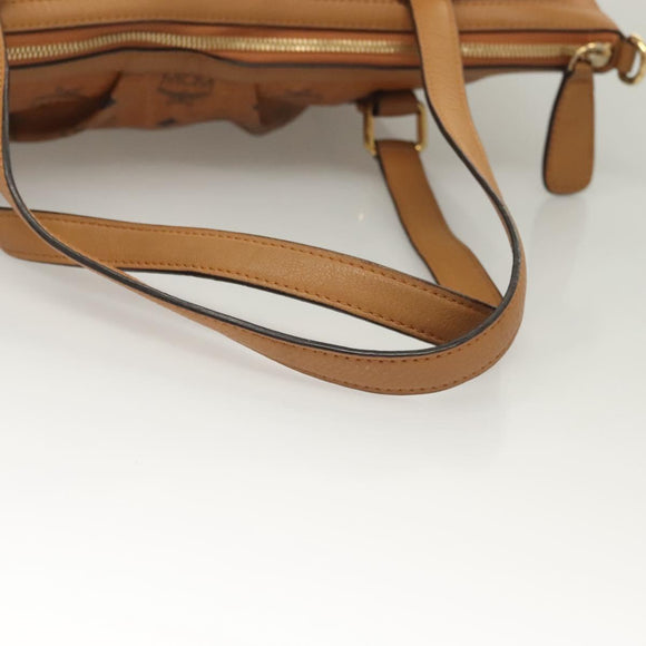 MCM Logogram Vicetos Tote Bag PVC Leather 2way Brown Gold Auth 129344