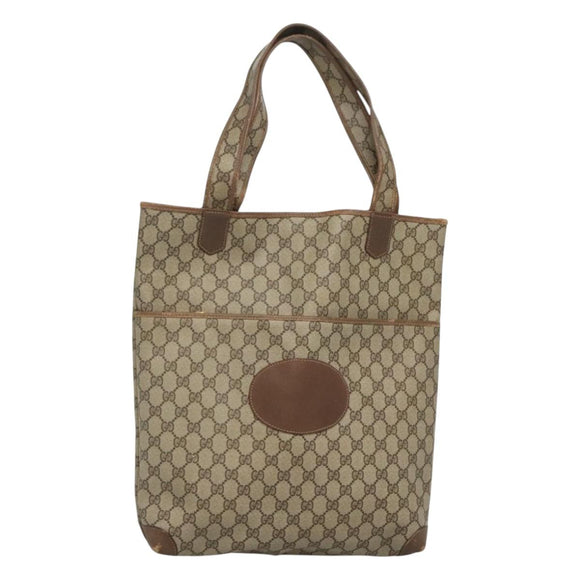 GUCCI GG Supreme Tote Bag PVC Beige Gold 002 39 0054 Auth 129381