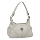 MCM Shoulder Bag Leather White Silver Auth 129389-1