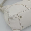 MCM Shoulder Bag Leather White Silver Auth 129389-14