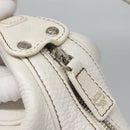 MCM Shoulder Bag Leather White Silver Auth 129389-10