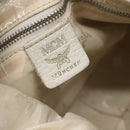 MCM Shoulder Bag Leather White Silver Auth 129389-17