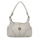 MCM Shoulder Bag Leather White Silver Auth 129389-13
