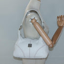 MCM Shoulder Bag Leather White Silver Auth 129389-21