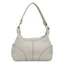 MCM Shoulder Bag Leather White Silver Auth 129389-2