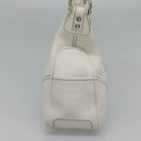 MCM Shoulder Bag Leather White Silver Auth 129389-3
