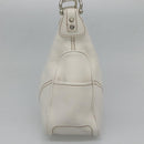 MCM Shoulder Bag Leather White Silver Auth 129389-4