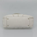 MCM Shoulder Bag Leather White Silver Auth 129389-5