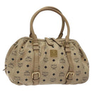 MCM Vicetos Logogram Hand Bag PVC Leather Beige Gold Auth 129390-1