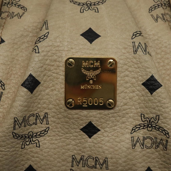 MCM Vicetos Logogram Hand Bag PVC Leather Beige Gold Auth 129390