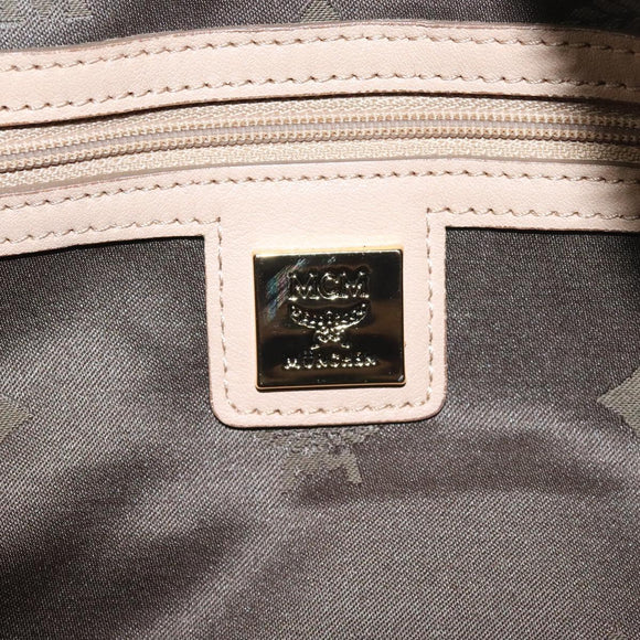 MCM Vicetos Logogram Hand Bag PVC Leather Beige Gold Auth 129390