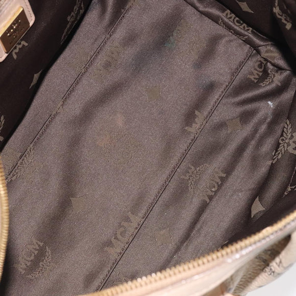 MCM Vicetos Logogram Hand Bag PVC Leather Beige Gold Auth 129390