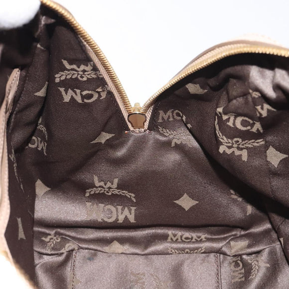 MCM Vicetos Logogram Hand Bag PVC Leather Beige Gold Auth 129390