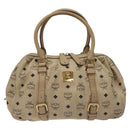 MCM Vicetos Logogram Hand Bag PVC Leather Beige Gold Auth 129390-2