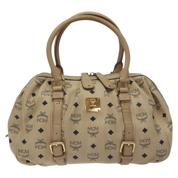 MCM Vicetos Logogram Hand Bag PVC Leather Beige Gold Auth 129390 - 0