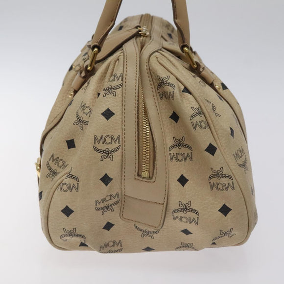 MCM Vicetos Logogram Hand Bag PVC Leather Beige Gold Auth 129390