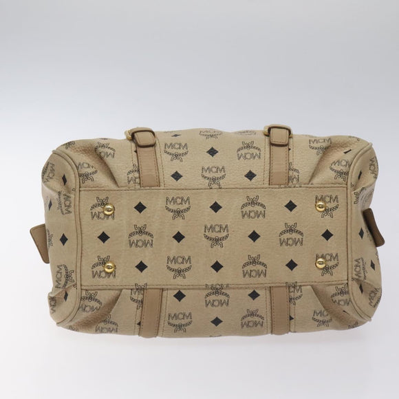 MCM Vicetos Logogram Hand Bag PVC Leather Beige Gold Auth 129390