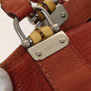 GUCCI Bamboo Tote Bag Leather Orange Gold 232947 Auth 129392-14