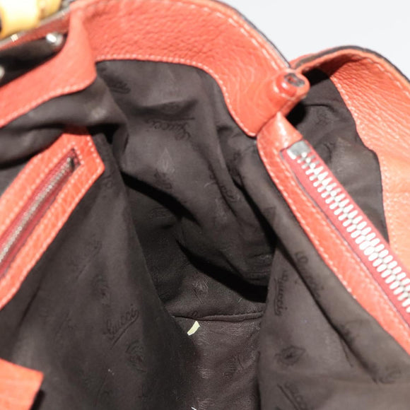 GUCCI Bamboo Tote Bag Leather Orange Gold 232947 Auth 129392