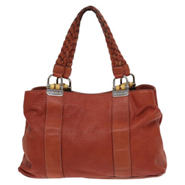 GUCCI Bamboo Tote Bag Leather Orange Gold 232947 Auth 129392 - 0