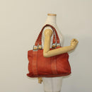 GUCCI Bamboo Tote Bag Leather Orange Gold 232947 Auth 129392-22