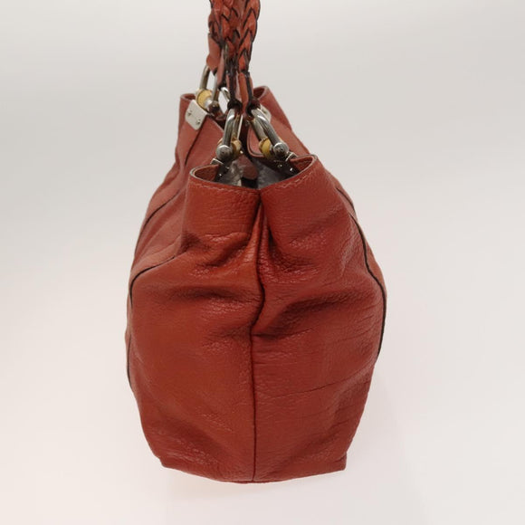 GUCCI Bamboo Tote Bag Leather Orange Gold 232947 Auth 129392